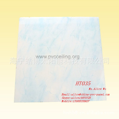 【HT035 天蓝色大理石印花的PVC天花板,室内吊顶扣板】价格,厂家,图片,其他吊顶材料,海宁皓博太阳能科技-